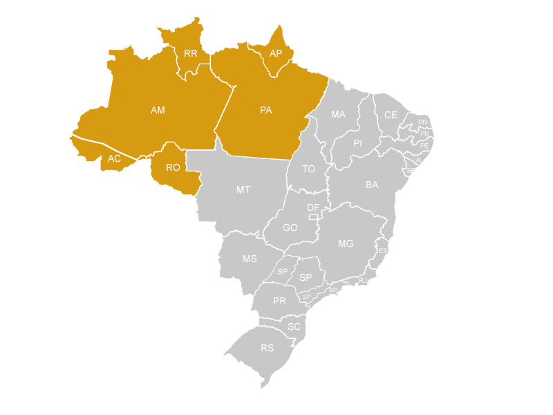 Mapa do Brasil - Região XIV Abrac