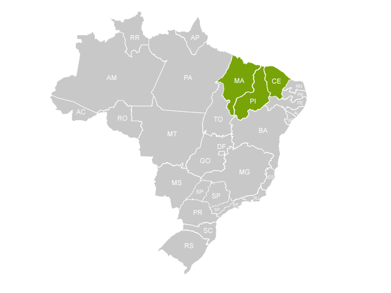 Mapa do Brasil - Região XIII Abrac